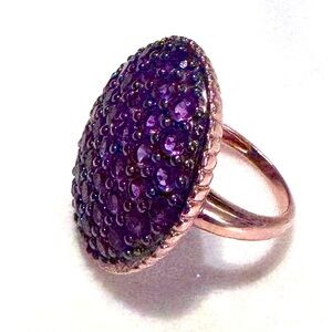 Amethyst Sterling Silver 925 Rose Gold Color Ring Size 6